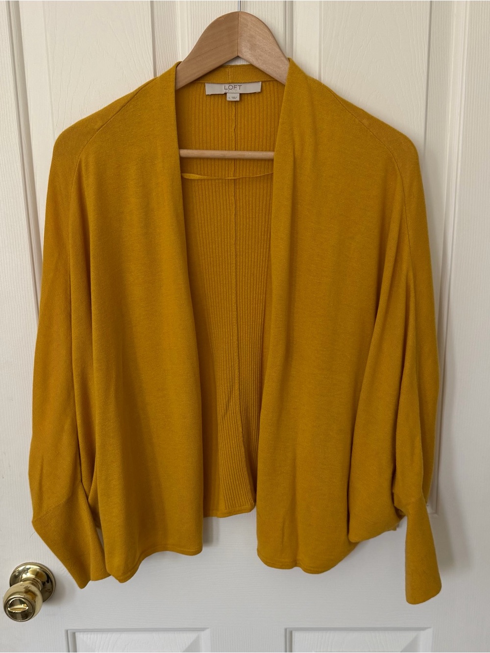 LOFT Open-Front Cardigan in Mustard Yellow